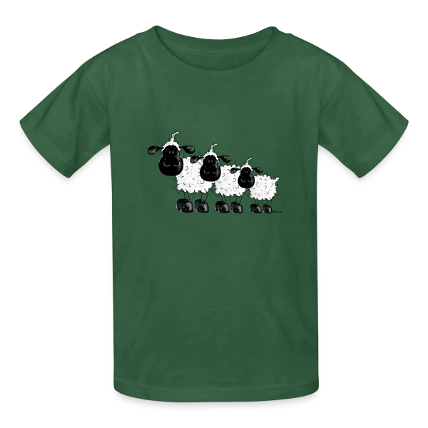 Trois Petits Moutons Rêveurs sur T-shirts Russell Enfant