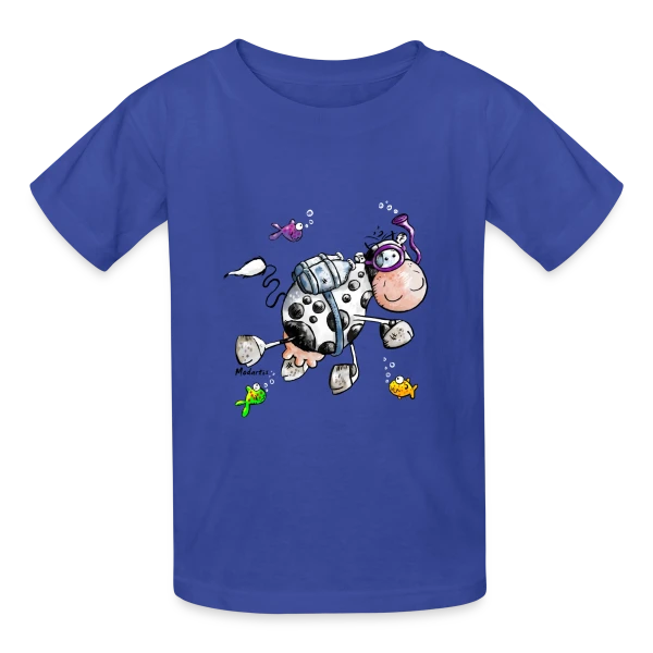 La Vache Marine Plongeuse Cartoon sur T-shirts Russell Enfant