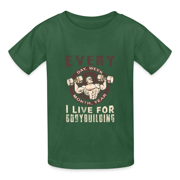 Bodybuilding: La Passion de la Musculation sur T-shirts Russell Enfant