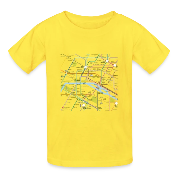 Plan Métro Parisien sur T-shirts Russell Enfant