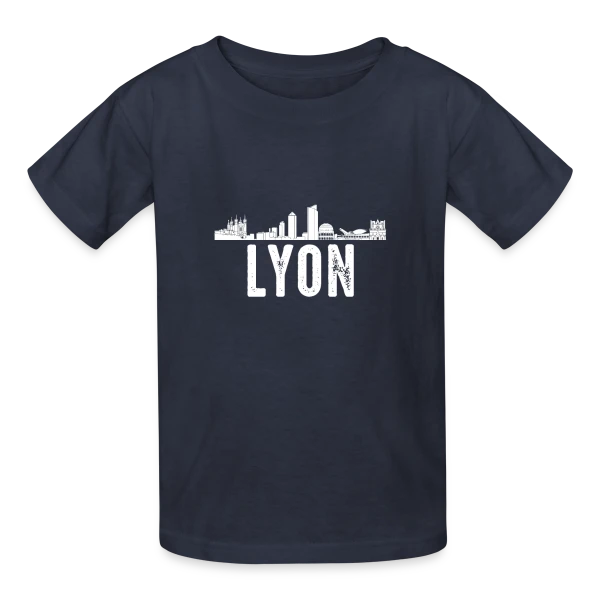Lyon Minimaliste Blanc sur T-shirts Russell Enfant