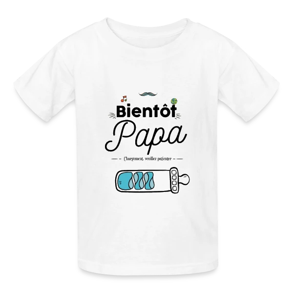 Bientôt Papa : Humour et Annonce Naissance sur T-shirts Russell Enfant