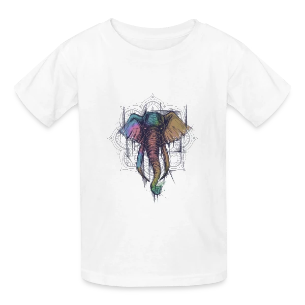 Éléphant Mandala Coloré - Harmonie Spirituelle sur T-shirts Russell Enfant