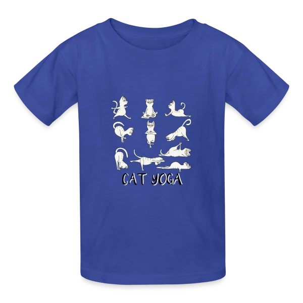 Chats Yoga Drôles sur T-shirts Russell Enfant