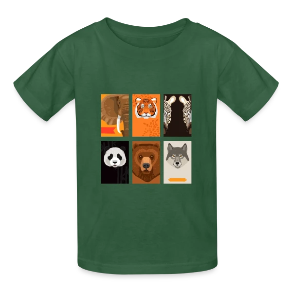 Animaux Sauvages Stylisés sur T-shirts Russell Enfant