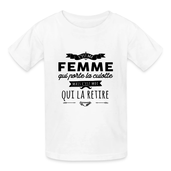 'C'est moi qui la retire' - Humour de Couple sur T-shirts Russell Enfant