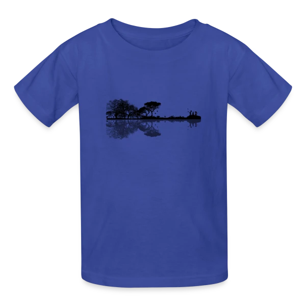Guitare Électrique & Paysage Enchanté sur T-shirts Russell Enfant