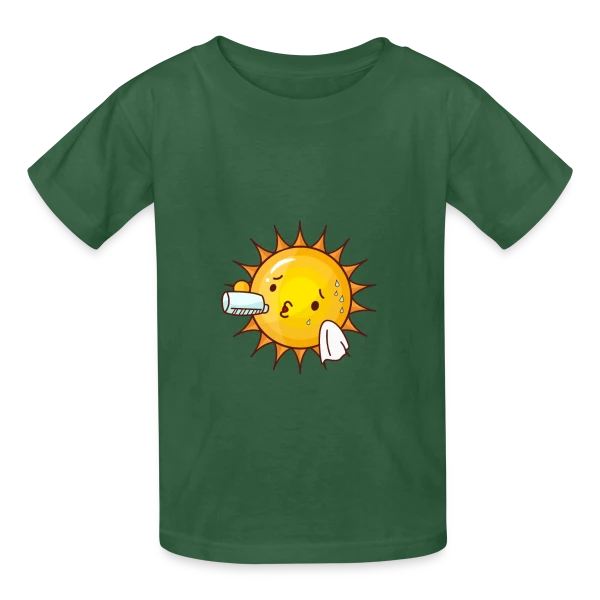 Soleil en Sueur - Humour Estival sur T-shirts Russell Enfant
