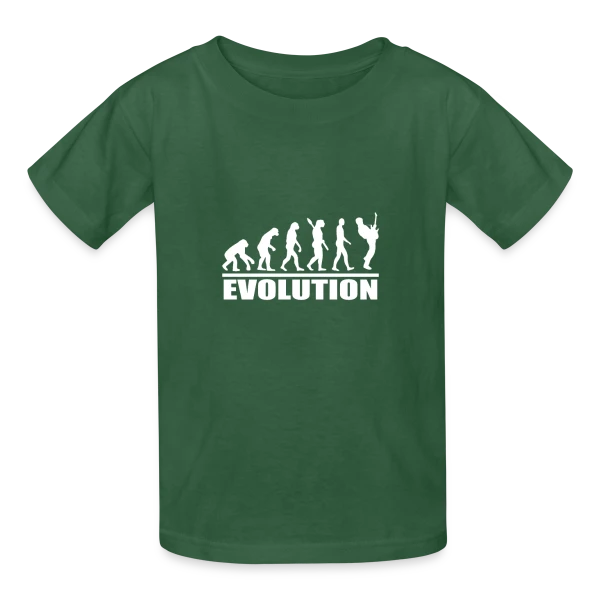 Guitare Évolution : La Vraie Histoire de l'Humanité sur T-shirts Russell Enfant