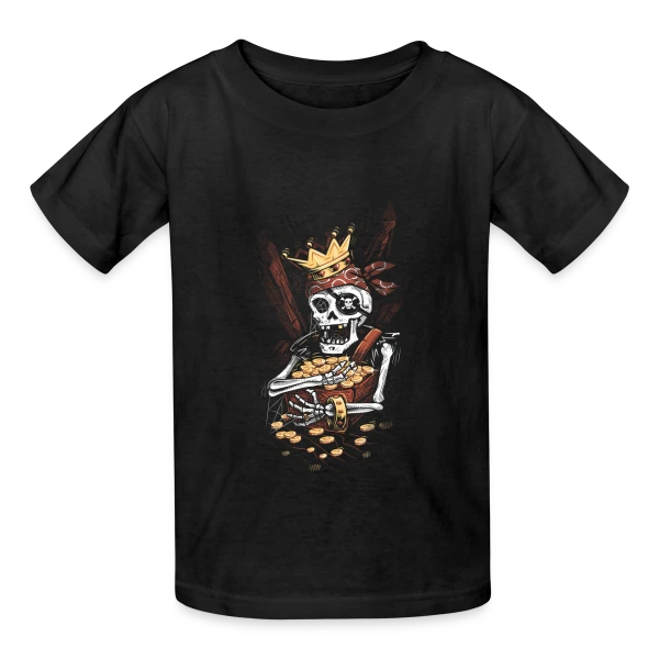 Le Squelette Pirate et son Trésor Facétieux sur T-shirts Russell Enfant