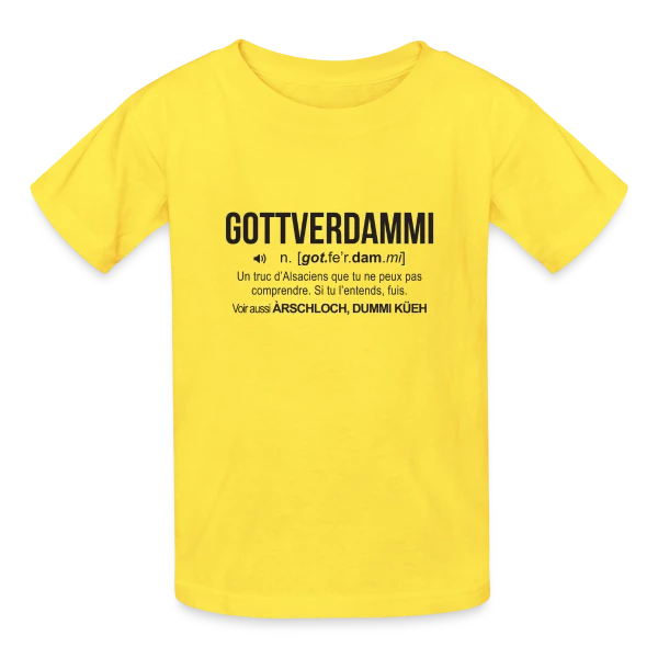 Gottverdammi Définition Alsace sur T-shirts Russell Enfant