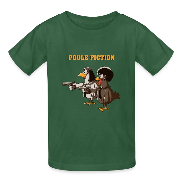 Poule Fiction sur T-shirts Russell Enfant