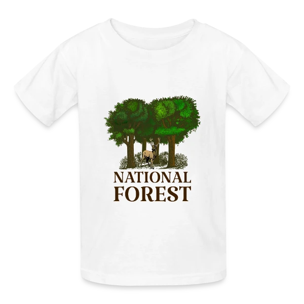 Emblème Forêt Nationale sur T-shirts Russell Enfant