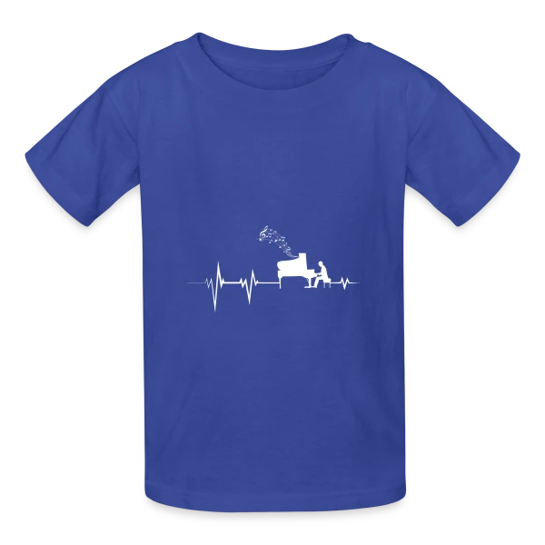 Piano Évolution : L'Histoire du Clavier en Style sur T-shirts Russell Enfant
