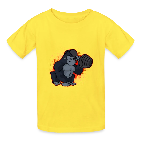 Gorille Musculation - Force et Humour sur T-shirts Russell Enfant