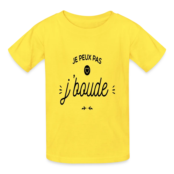 "Je Peux Pas, Je Boude" Humour sur T-shirts Russell Enfant