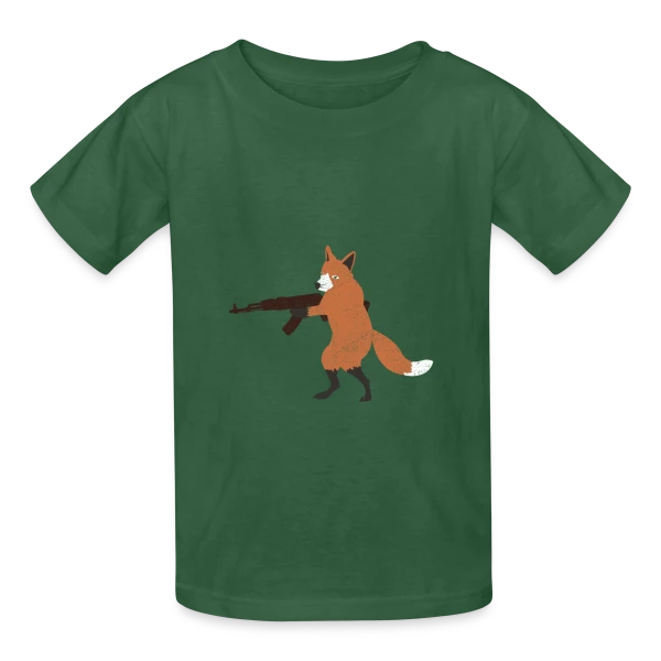 Renard Rebelle Armé sur T-shirts Russell Enfant