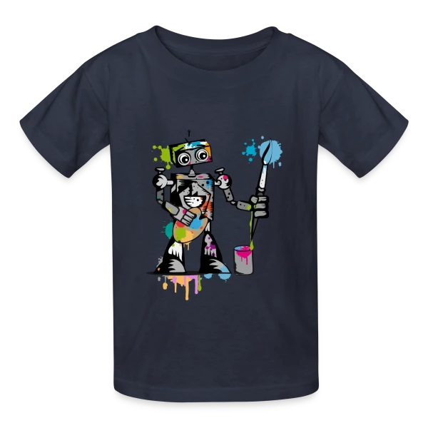 Le Robot Artiste au Pinceau sur T-shirts Russell Enfant