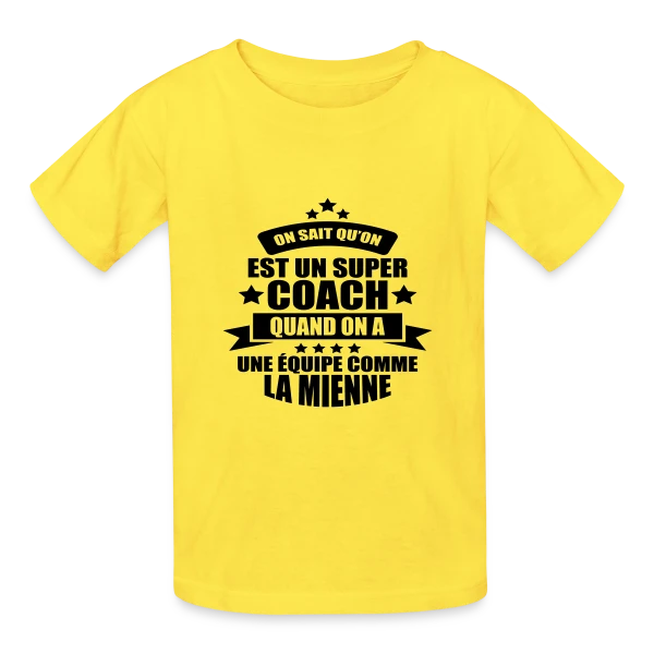 Humour Coach : Fier d'être un Super Coach sur T-shirts Russell Enfant