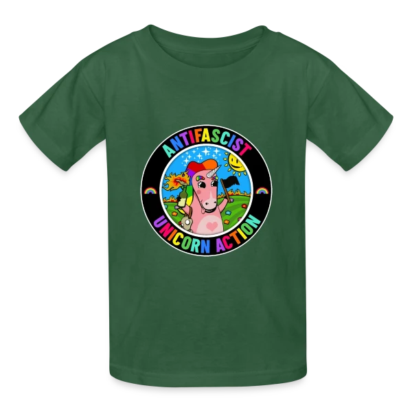 Licorne Antifasciste Rebelle sur T-shirts Russell Enfant