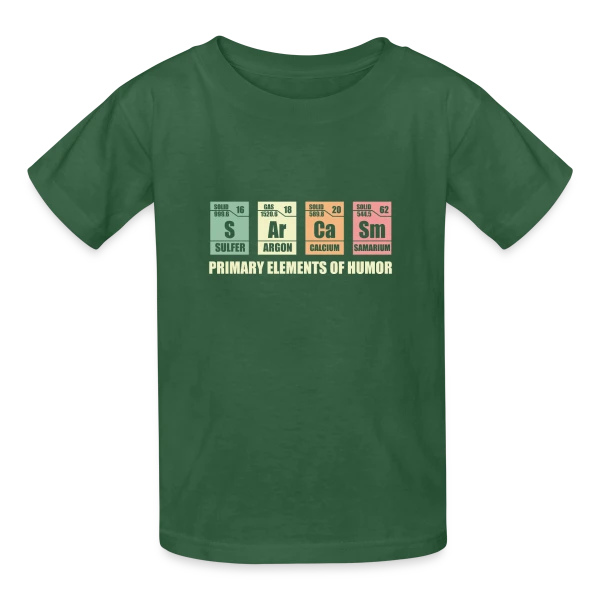 Éléments Chimiques du Sarcasme sur T-shirts Russell Enfant