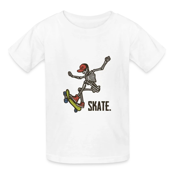 Skate Squelette Fun sur T-shirts Russell Enfant