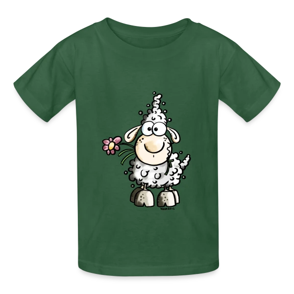 Adorable Mouton Gourmand - Fleur et Humour sur T-shirts Russell Enfant