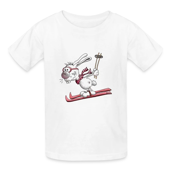 Lapin Skieur sur la Piste sur T-shirts Russell Enfant