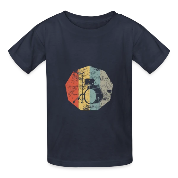 Batterie Rétro Musique Vintage sur T-shirts Russell Enfant