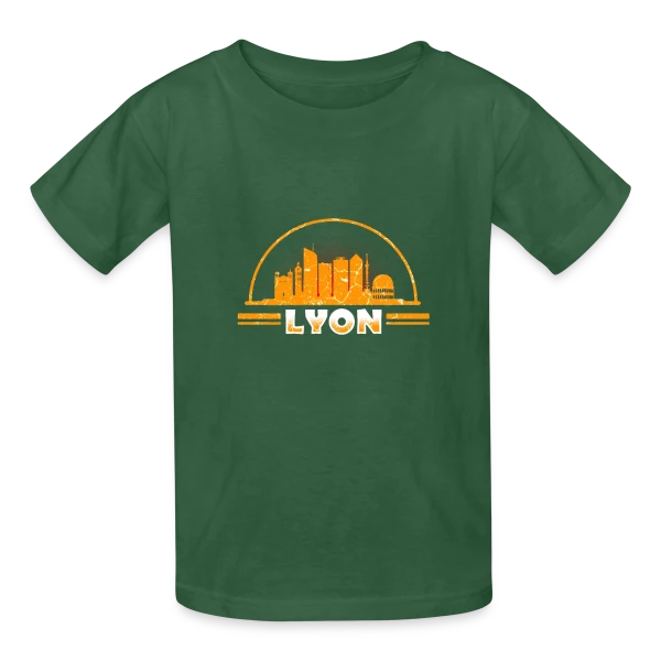 Lyon Skyline Vintage sur T-shirts Russell Enfant