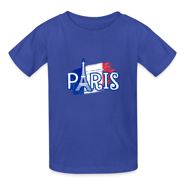 Paris Tour Eiffel Drapeau sur T-shirts Russell Enfant