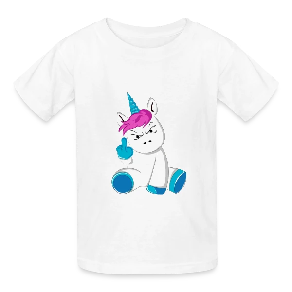 Licorne Furieuse Doigt d'Honneur sur T-shirts Russell Enfant
