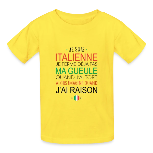 "Italienne : Ma Voix, Ma Loi" sur T-shirts Russell Enfant