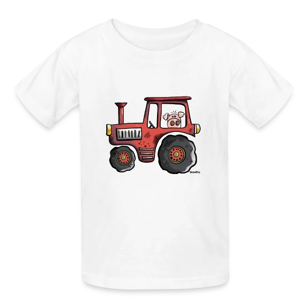 Le Cochon Conducteur de Tracteur sur T-shirts Russell Enfant