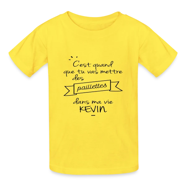 Kevin : Des Paillettes dans Ma Vie ! sur T-shirts Russell Enfant