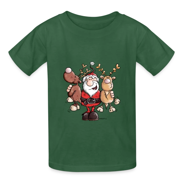 Le Père Noël Câline ses Rennes - Esprit de Noël sur T-shirts Russell Enfant