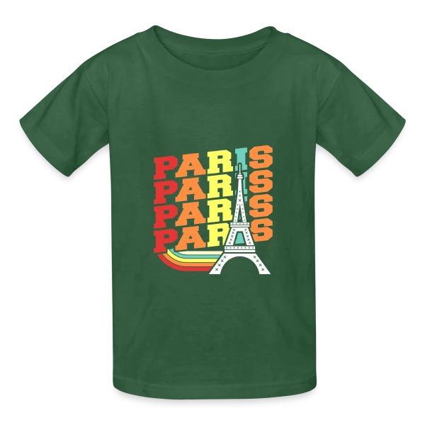 Paris Rétro Ondulé sur T-shirts Russell Enfant