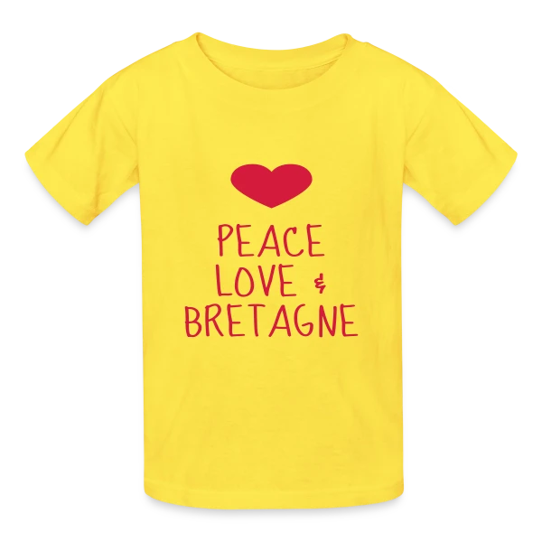 Peace Love Bretagne sur T-shirts Russell Enfant