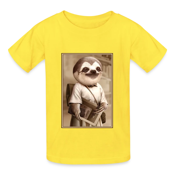 Le Paresseux Écolier sur T-shirts Russell Enfant