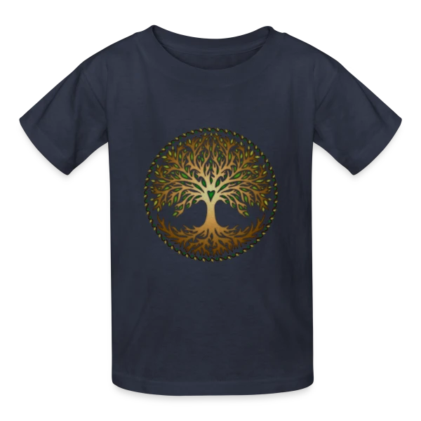 Yggdrasil: Arbre de Vie Celtique & Nordique sur T-shirts Russell Enfant