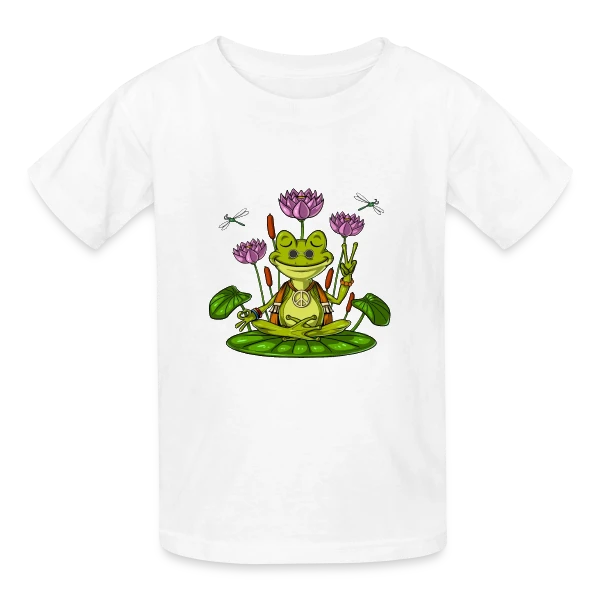 Grenouille Zen Hippie sur T-shirts Russell Enfant
