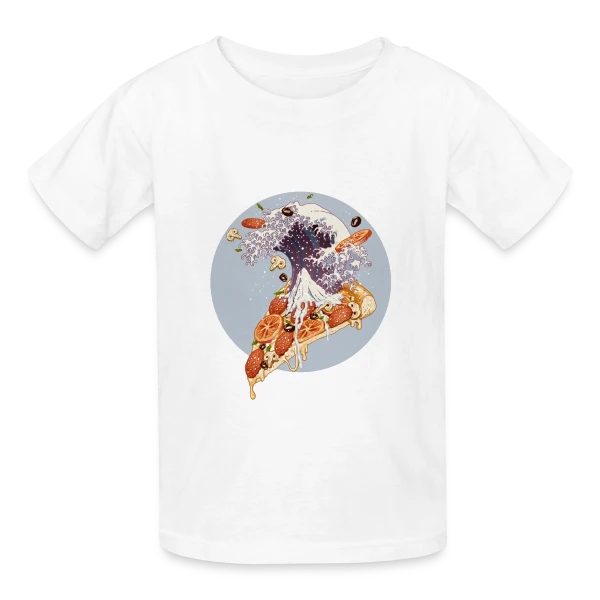 La Grande Vague de Pizza Kanagawa sur T-shirts Russell Enfant