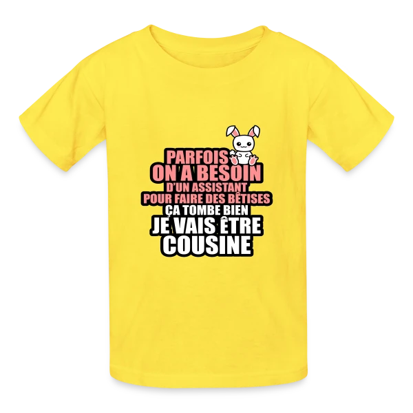 Humour Future Cousine : Besoin D'un Assistant Pour Bêtises sur T-shirts Russell Enfant