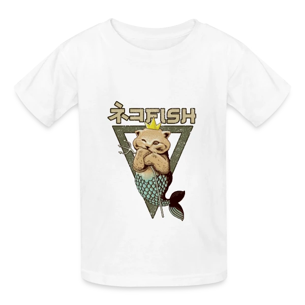 Chat Sirène sur T-shirts Russell Enfant