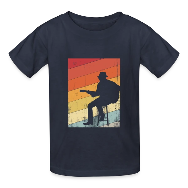 Guitariste Jazz Rétro sur T-shirts Russell Enfant