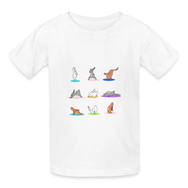 Lapin Yoga: Joyeuses Pâques Zen sur T-shirts Russell Enfant
