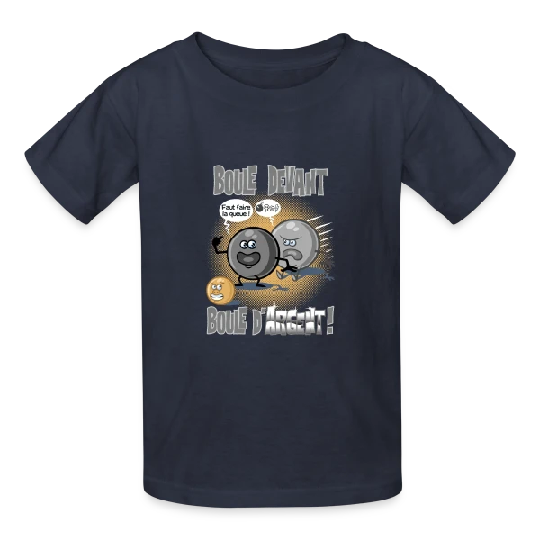 Boule devant boule d'argent - Pétanque sur T-shirts Russell Enfant
