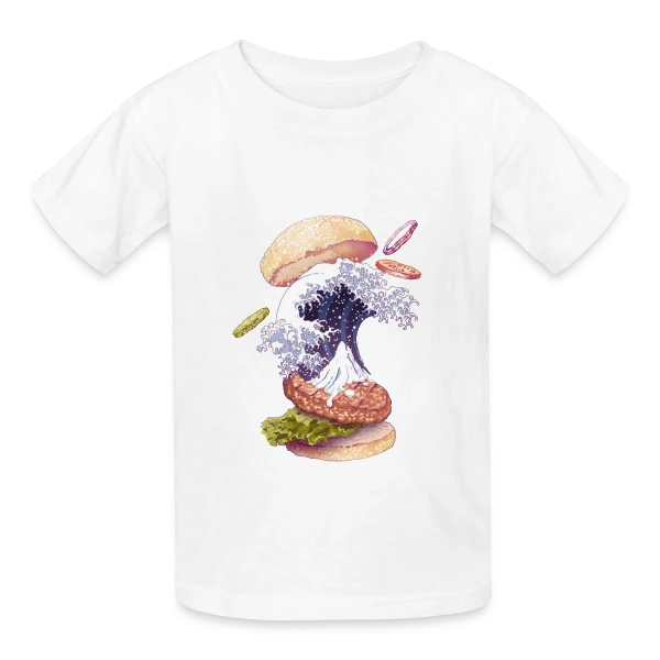 La Vague Gourmande de Kanagawa sur T-shirts Russell Enfant