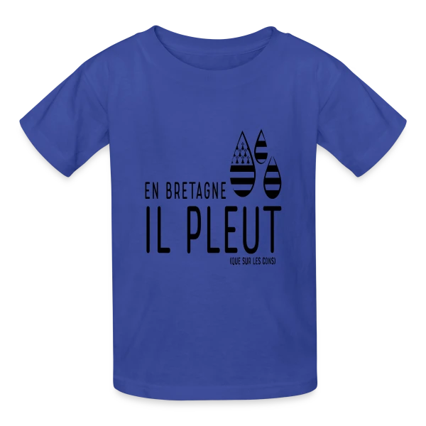 Bretagne Pluie Humour sur T-shirts Russell Enfant