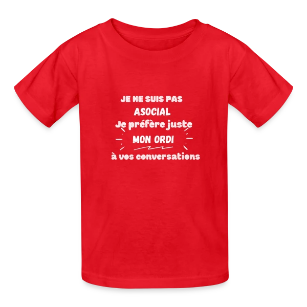 Pas Asocial, Juste Fan de Mon Ordi : Humour Geek sur T-shirts Russell Enfant